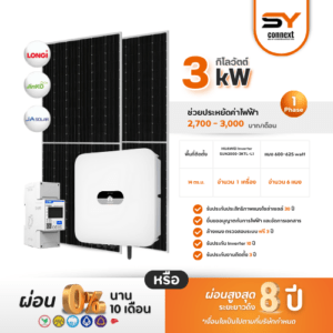 ชุดโซล่าเซลล์ String Inverter 3 kW พร้อมติดตั้ง