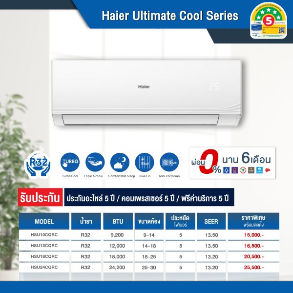 HAIER Fixed speed รุ่น Ultimate Cool Series
