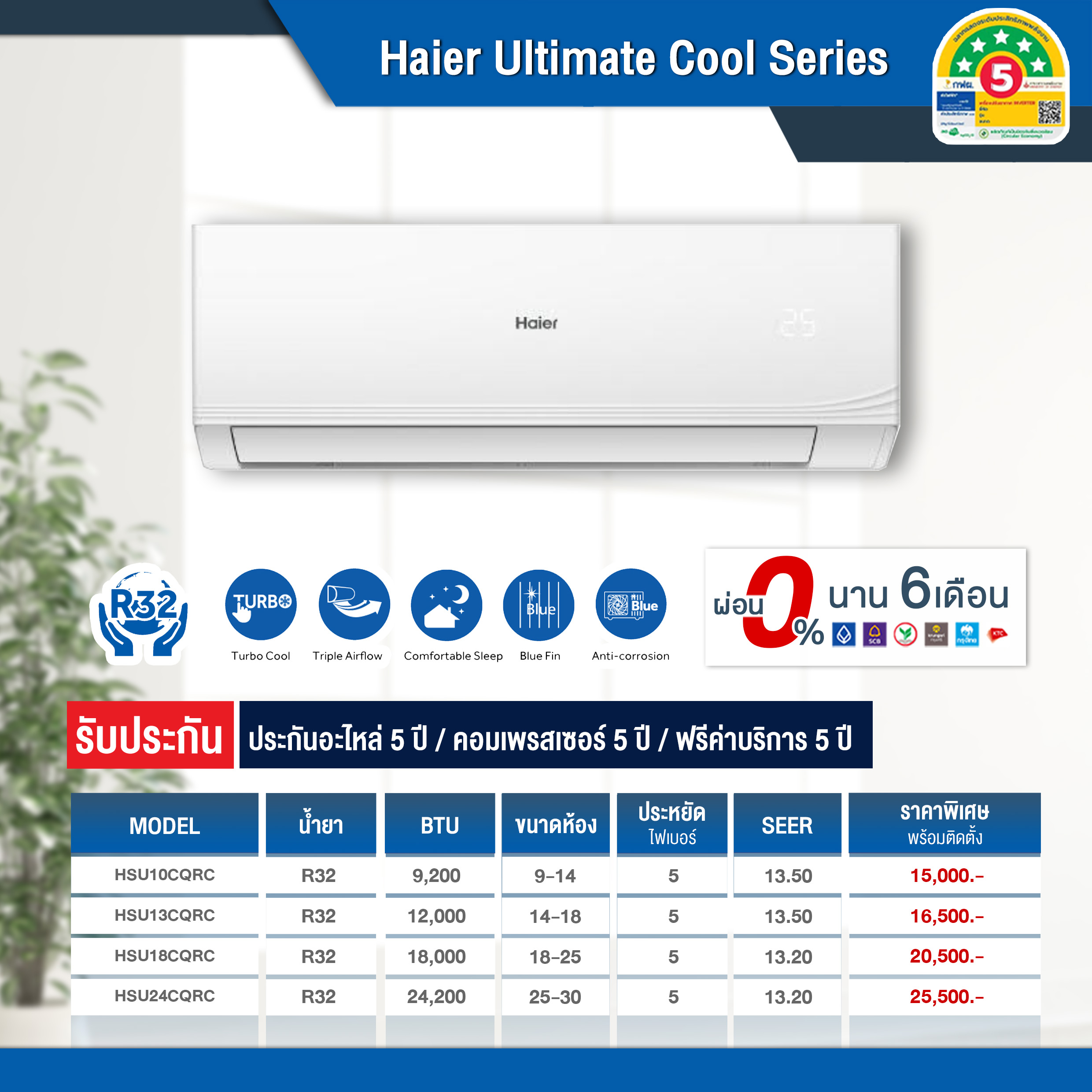 HAIER Fixed speed รุ่น Ultimate Cool Series