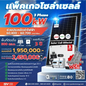 ชุดโซล่าเซลล์ String Inverter ขนาด 100 kW พร้อมติดตั้ง