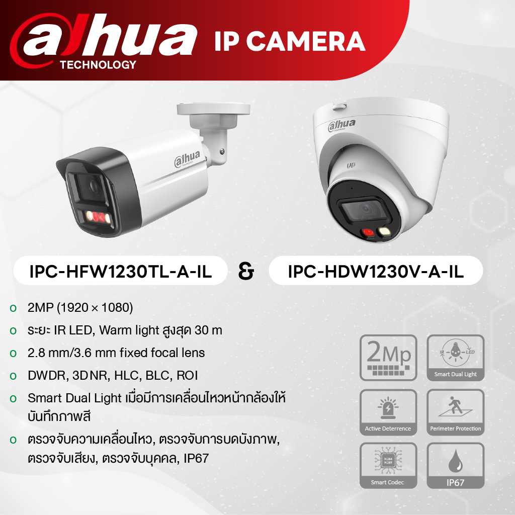 กล้องวงจรปิด Dahua IP Camera ชุด 10 ตัว ความคมชัด 2.0MP  ให้ภาพชัดแม้แสงน้อย ราคาพิเศษ